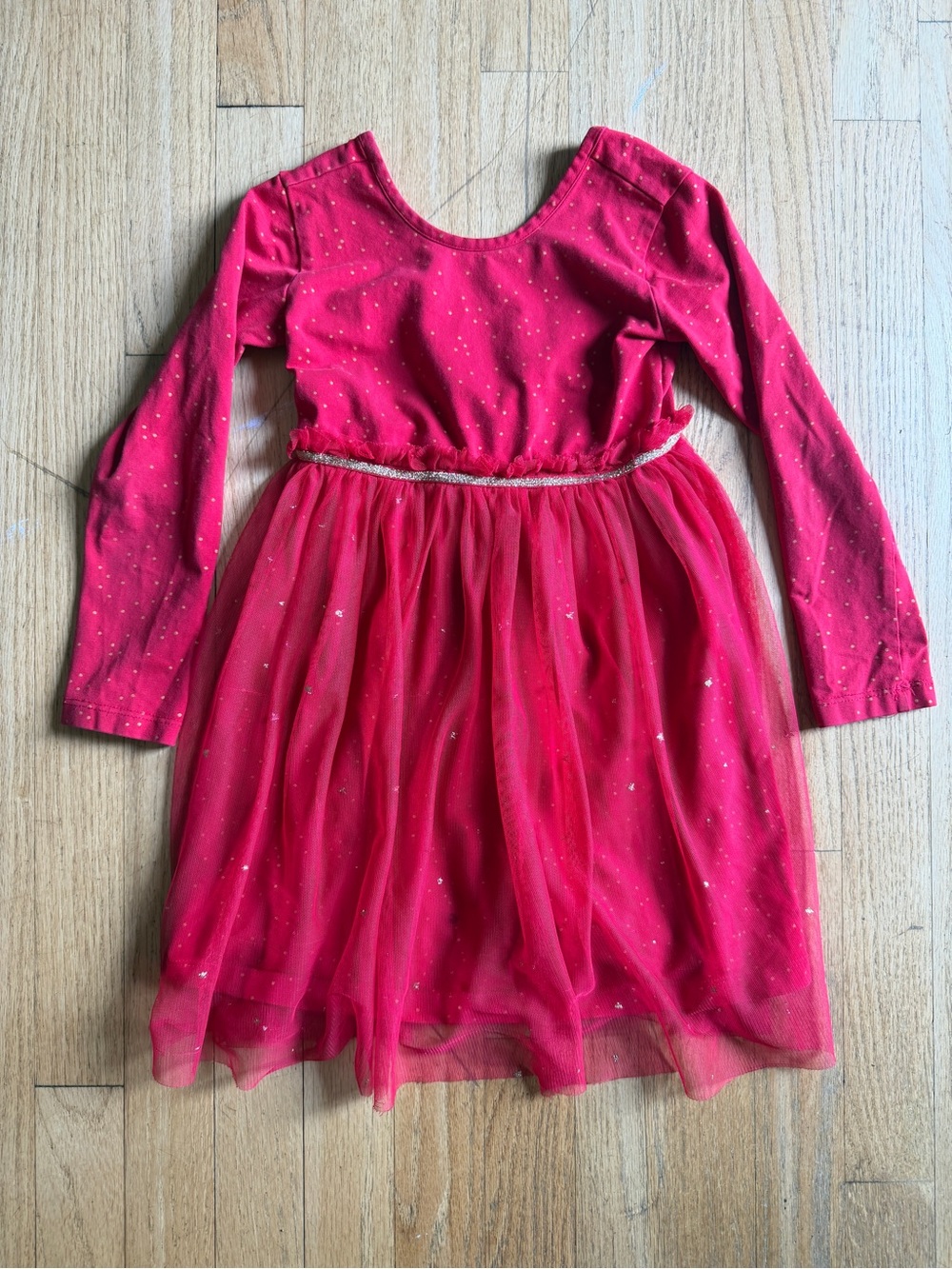 Hannah Red Long-Sleeve Tulle Party Holiday Dress